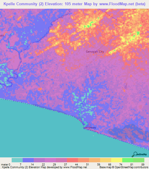 Kpelle Community (2),Liberia Elevation Map