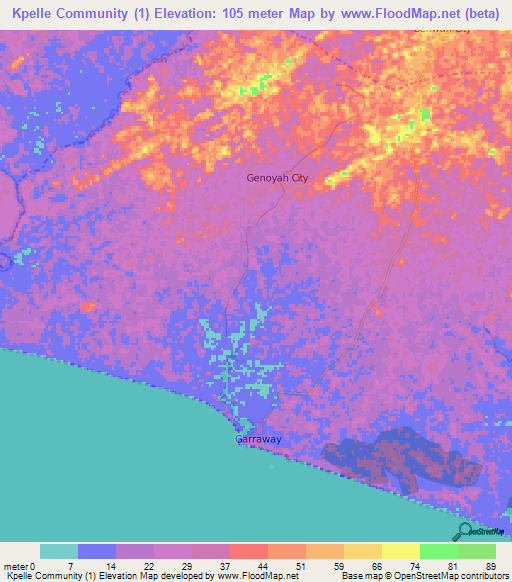 Kpelle Community (1),Liberia Elevation Map