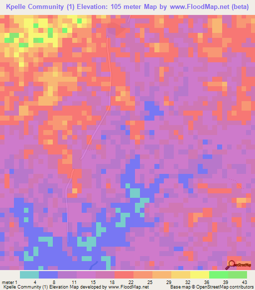 Kpelle Community (1),Liberia Elevation Map