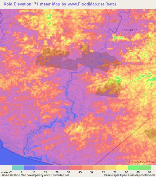 Koia,Liberia Elevation Map