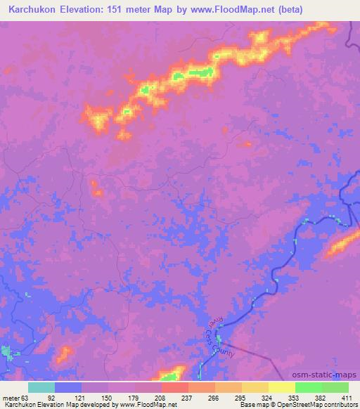 Karchukon,Liberia Elevation Map