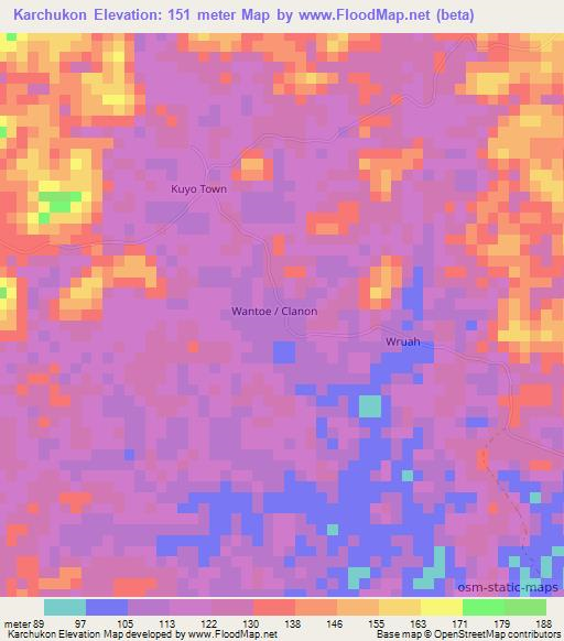Karchukon,Liberia Elevation Map