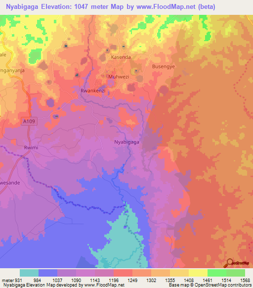 Nyabigaga,Uganda Elevation Map