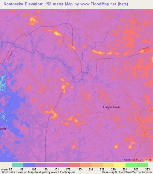 Kontoseka,Liberia Elevation Map