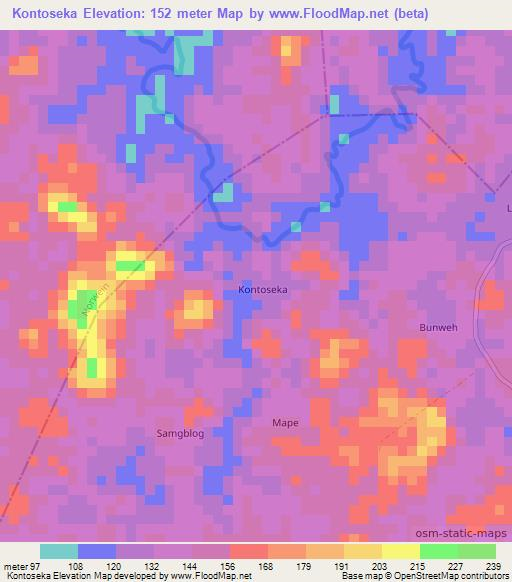 Kontoseka,Liberia Elevation Map