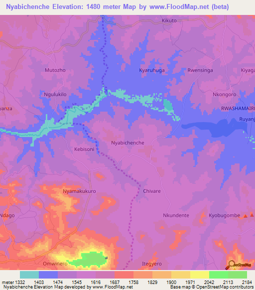 Nyabichenche,Uganda Elevation Map