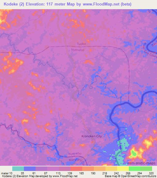 Kodeke (2),Liberia Elevation Map
