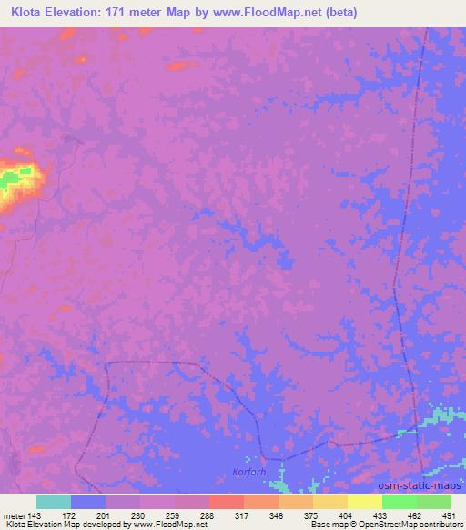 Klota,Liberia Elevation Map
