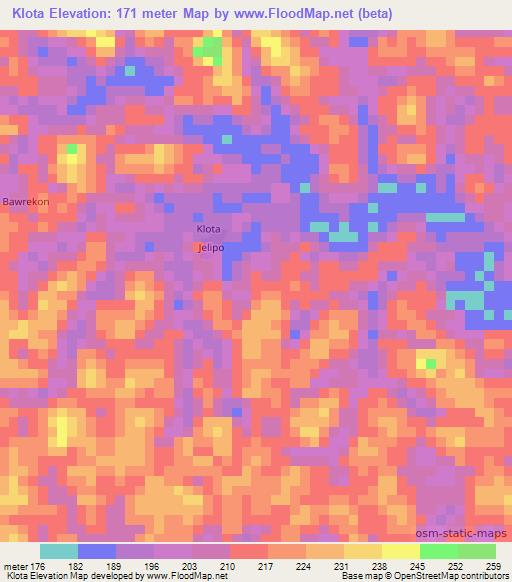 Klota,Liberia Elevation Map