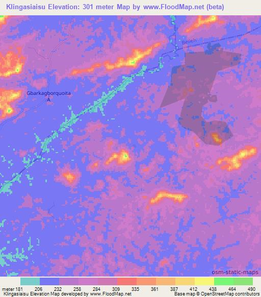 Klingasiaisu,Liberia Elevation Map
