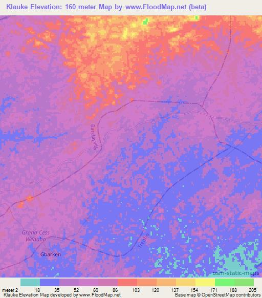Klauke,Liberia Elevation Map