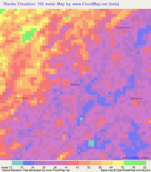 Klauke,Liberia Elevation Map