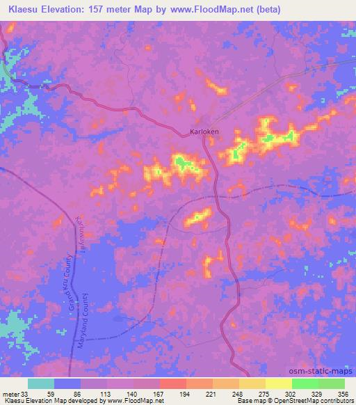 Klaesu,Liberia Elevation Map