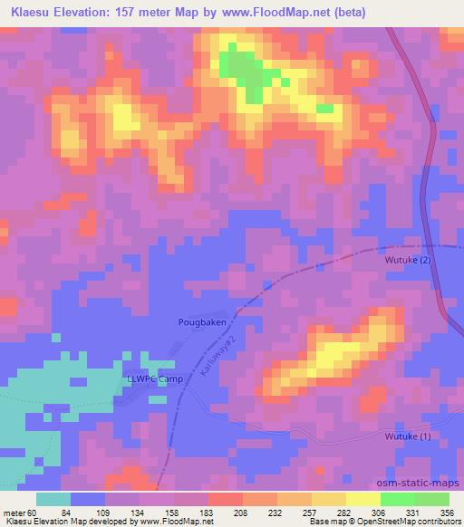 Klaesu,Liberia Elevation Map