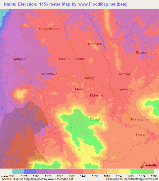 Ntuntu,Uganda Elevation Map