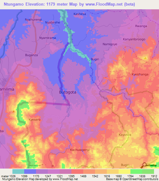 Ntungamo,Uganda Elevation Map