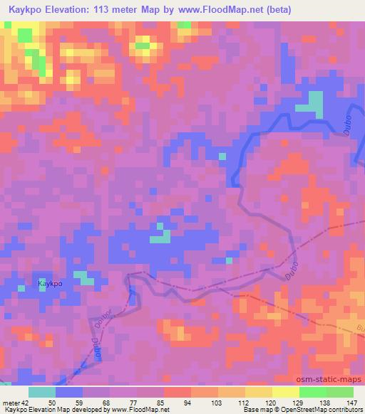 Kaykpo,Liberia Elevation Map
