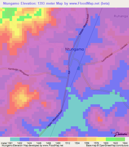 Ntungamo,Uganda Elevation Map