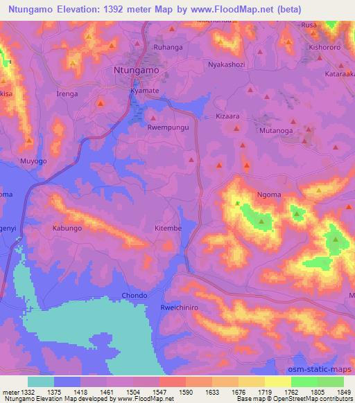 Ntungamo,Uganda Elevation Map