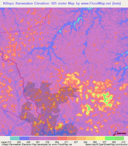 Killepo Kanweaken,Liberia Elevation Map