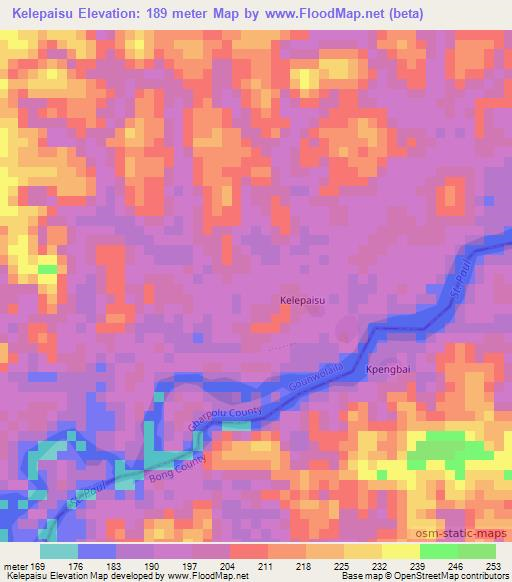 Kelepaisu,Liberia Elevation Map