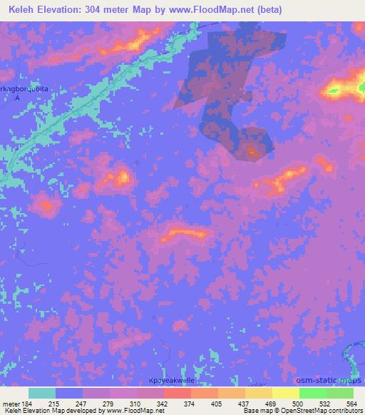 Keleh,Liberia Elevation Map
