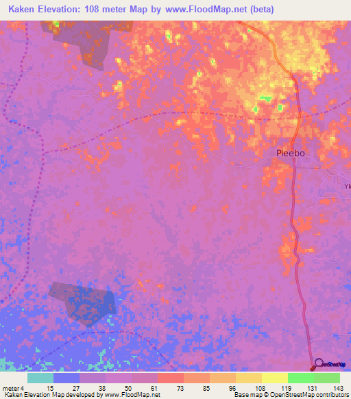 Kaken,Liberia Elevation Map
