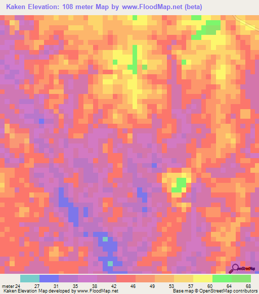 Kaken,Liberia Elevation Map