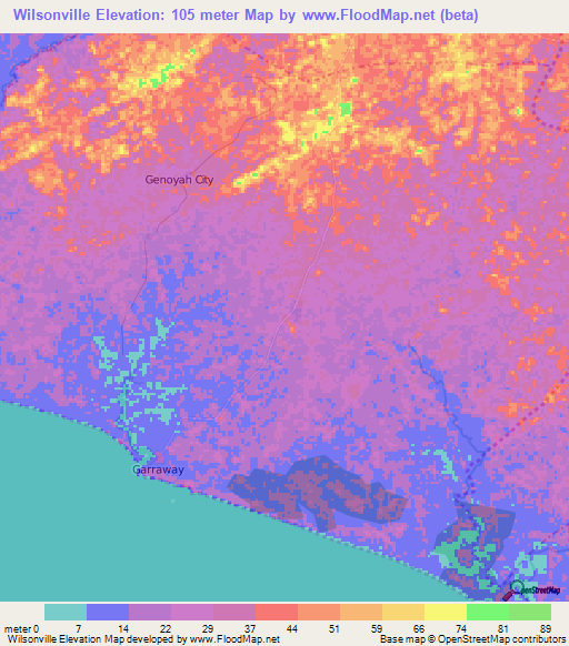 Wilsonville,Liberia Elevation Map