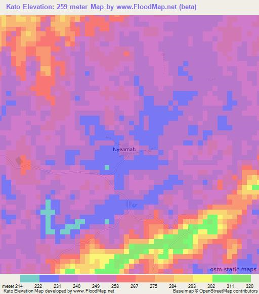 Kato,Liberia Elevation Map