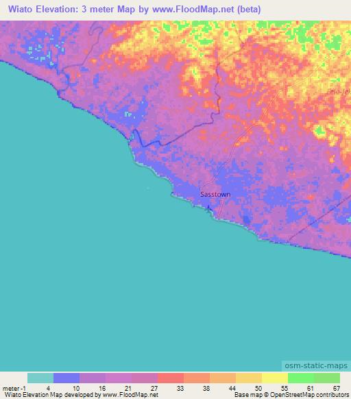 Wiato,Liberia Elevation Map