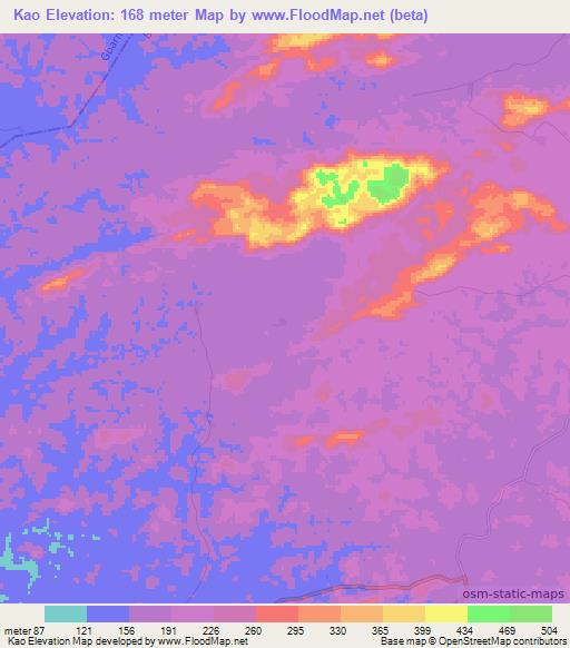 Kao,Liberia Elevation Map