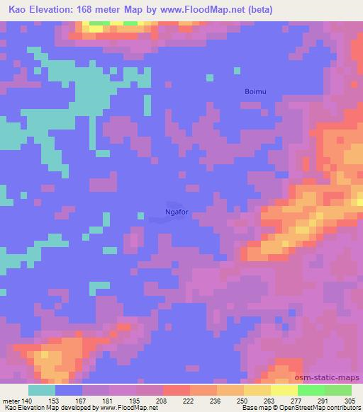 Kao,Liberia Elevation Map