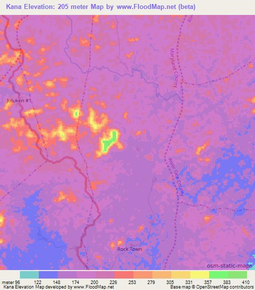 Kana,Liberia Elevation Map