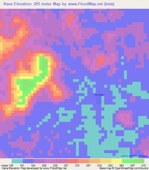 Kana,Liberia Elevation Map