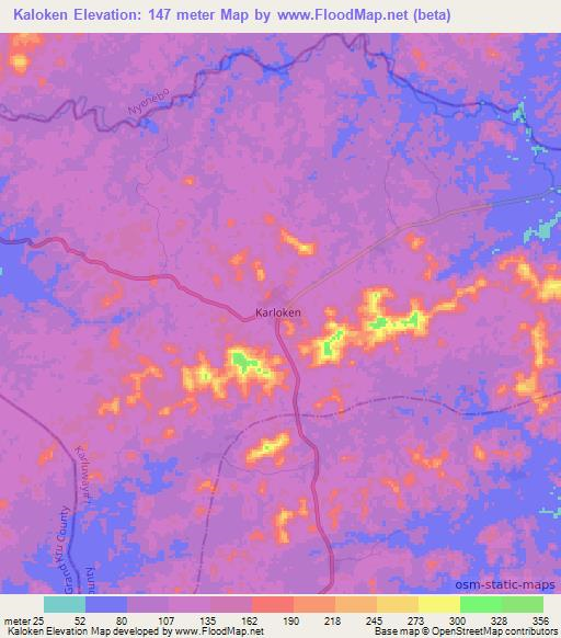 Kaloken,Liberia Elevation Map