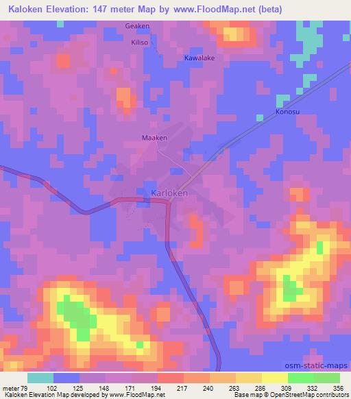 Kaloken,Liberia Elevation Map