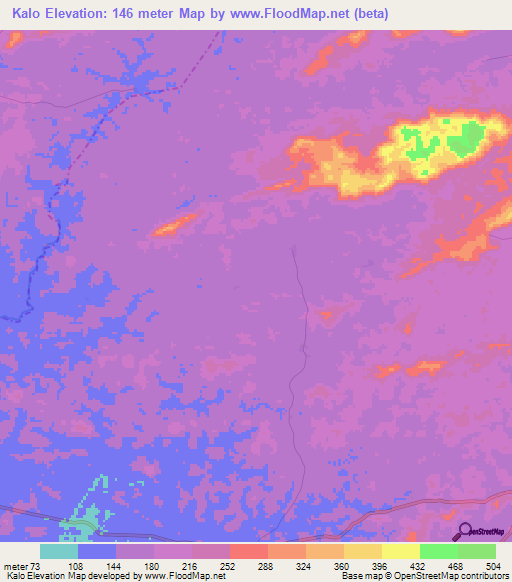 Kalo,Liberia Elevation Map