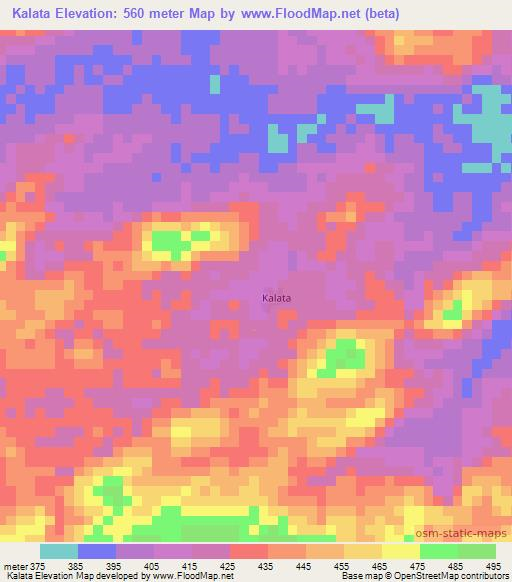 Kalata,Liberia Elevation Map