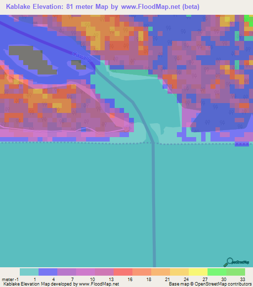 Kablake,Liberia Elevation Map