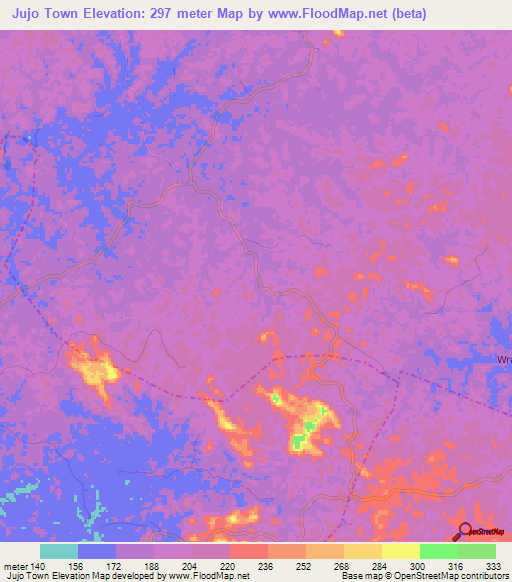 Jujo Town,Liberia Elevation Map