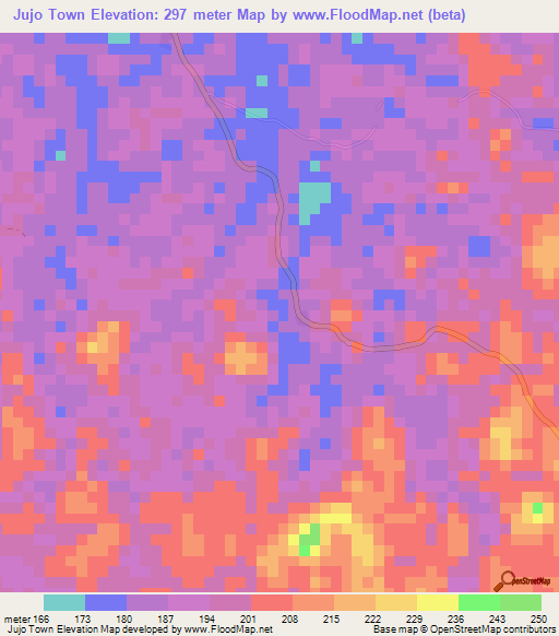 Jujo Town,Liberia Elevation Map