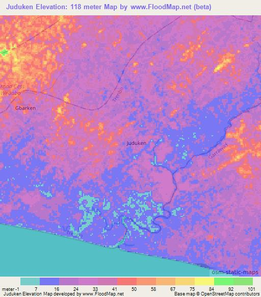 Juduken,Liberia Elevation Map