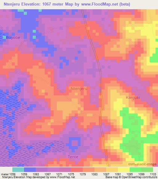 Ntenjeru,Uganda Elevation Map