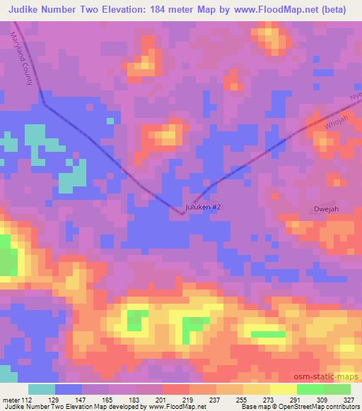 Judike Number Two,Liberia Elevation Map
