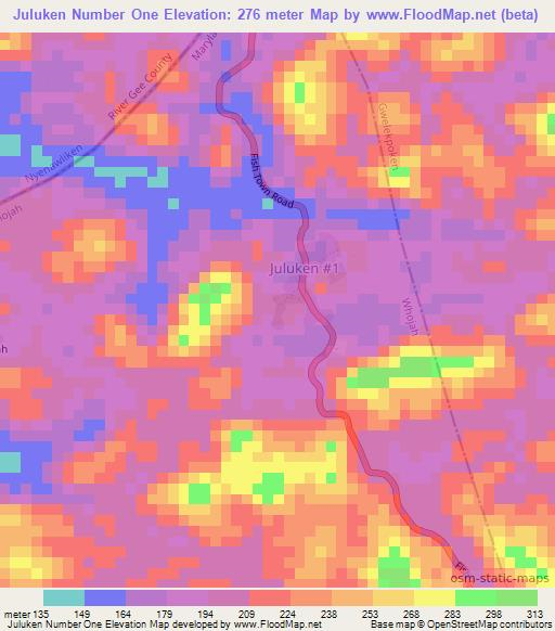 Juluken Number One,Liberia Elevation Map
