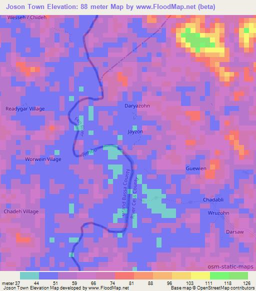 Joson Town,Liberia Elevation Map