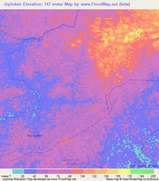 Joploken,Liberia Elevation Map