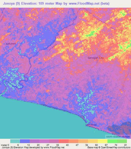 Jonoya (9),Liberia Elevation Map