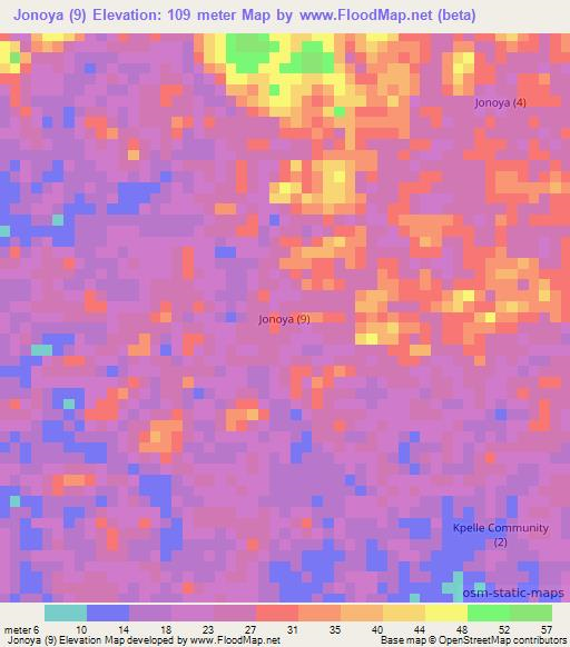 Jonoya (9),Liberia Elevation Map